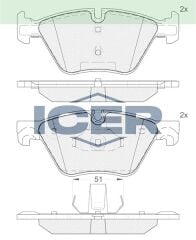 ICER FREN BALATA ON BMW 5 SERISI (F10) 520 D 2010-/ 5 SERISI (F10) 520 i 2010-/ 5 SERISI (F10) 525 D 2010-/ 5 SERISI (F10) 525 i 2010-/ 5 SERISI (F10) 523 i 2010-/5 SERISI (F10) 528i 2010- 34112449269