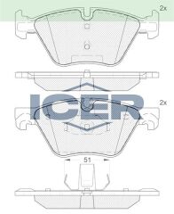 ICER FREN BALATA ON BMW 5 SERISI (F10) 520 D 2010-/ 5 SERISI (F10) 520 i 2010-/ 5 SERISI (F10) 525 D 2010-/ 5 SERISI (F10) 525 i 2010-/ 5 SERISI (F10) 523 i 2010-/5 SERISI (F10) 528i 2010- 34112449269