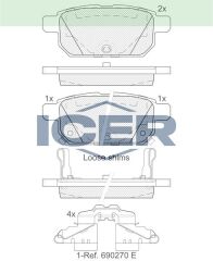 ICER FREN BALATA IKAZLI ARKA SUZUKI VITARA (LY) 1.4i - 1.6i 2015- / SWIFT IV 1.2 - 1.3 DDIS 2010- / SX4 S-Cross 1.6 DDIS 2013- 5580052R00