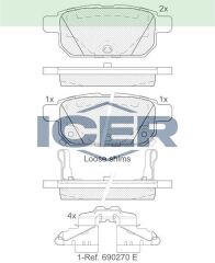 ICER FREN BALATA IKAZLI ARKA SUZUKI VITARA (LY) 1.4i - 1.6i 2015- / SWIFT IV 1.2 - 1.3 DDIS 2010- / SX4 S-Cross 1.6 DDIS 2013- 5580052R00