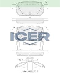 ICER FREN BALATA IKAZLI ARKA SUZUKI VITARA (LY) 1.4i - 1.6i 2015- / SWIFT IV 1.2 - 1.3 DDIS 2010- / SX4 S-Cross 1.6 DDIS 2013- 5580052R00