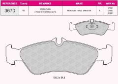 BEŞER FREN BALATA ARKA FISLI SPRINTER 3T (903) 313 CDI 1995-2006/ (903) 310 D 1995-2006/ (903) 308 D 1995-2006/ (903) 312 D 1995-2006/VW LT 28-35 II 2.5 TDI 1996-2006/ LT 46 (2DM-2DX0FE) 2.5 TDI 1996-2006 2D0698451