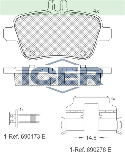 ICER FREN BALATA ARKA MERCEDES A SERISI (W169) A 170 CDI 2004-2012/ A 200 2004-2012/ A 160 CDI 2004-2012/ B SERISI (W246) B 160 2011-/ GLA SERISI (X156) GLA 180 CDI 2013-/ GLA 200 2013- 0064202320