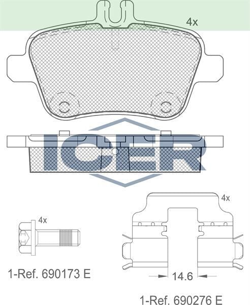 ICER FREN BALATA ARKA MERCEDES A SERISI (W169) A 170 CDI 2004-2012/ A 200 2004-2012/ A 160 CDI 2004-2012/ B SERISI (W246) B 160 2011-/ GLA SERISI (X156) GLA 180 CDI 2013-/ GLA 200 2013- 0064202320
