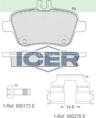 ICER FREN BALATA ARKA MERCEDES A SERISI (W169) A 170 CDI 2004-2012/ A 200 2004-2012/ A 160 CDI 2004-2012/ B SERISI (W246) B 160 2011-/ GLA SERISI (X156) GLA 180 CDI 2013-/ GLA 200 2013- 0064202320