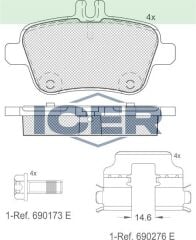 ICER FREN BALATA ARKA MERCEDES A SERISI (W169) A 170 CDI 2004-2012/ A 200 2004-2012/ A 160 CDI 2004-2012/ B SERISI (W246) B 160 2011-/ GLA SERISI (X156) GLA 180 CDI 2013-/ GLA 200 2013- 0064202320