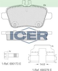 ICER FREN BALATA ARKA MERCEDES A SERISI (W169) A 170 CDI 2004-2012/ A 200 2004-2012/ A 160 CDI 2004-2012/ B SERISI (W246) B 160 2011-/ GLA SERISI (X156) GLA 180 CDI 2013-/ GLA 200 2013- 0064202320