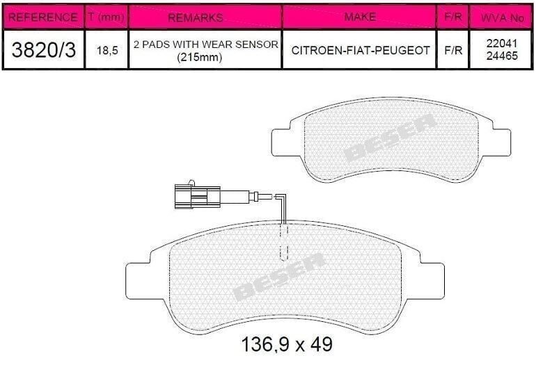 BEŞER FREN BALATA ON PARTNER 96-08/301 1.6 HDI 12-/307 1.4 HDI 00-07/206 00-/207 05-/208 12-/2008 I 13- /BERLINGO 1.6 HDI 96-08/C-ELYSEE 1.6 HDI 12-/C4 1.6 HDI 04-09/C3 II 1.4 HDI 09-16/CORSA F 1.2 1.5 19/ AMİ - 425359