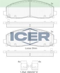 ICER FREN BALATA IKAZLI ON FIAT FREEMONT (JF) 2.0 MJT 2011-68159579AC
