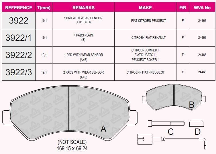 BEŞER FREN BALATA ON CIFT FISLI FIAT DUCATO III 2006- / PEUGEOT BOXER III 2006-/ CITROEN JUMPER III 2006-/ KARSAN JEST 2012- / DUCATO 2024- 77364161
