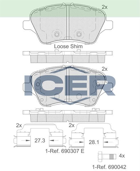 ICER FREN BALATA ON FORD TOURNEO COURIER 1.5 TDCI 2014-/ 1.6 TDCI 2014-/ B-MAX 1.6 TDCI 2012- /FIESTA VII 1.4 TDCI 2012-/TRANSIT COURIER 1.0 2014-/B-MAX 1.5 TDCI 2012- 1751951