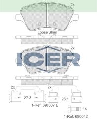 ICER FREN BALATA ON FORD TOURNEO COURIER 1.5 TDCI 2014-/ 1.6 TDCI 2014-/ B-MAX 1.6 TDCI 2012- /FIESTA VII 1.4 TDCI 2012-/TRANSIT COURIER 1.0 2014-/B-MAX 1.5 TDCI 2012- 1751951