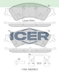 ICER FREN BALATA ON IKAZLI FORD RANGER (TKE) 2.2 TDCI 4X4 2011- / RANGER (TKE) 2.5 TDCI 4X4 2011- / RANGER 3.0 TDCI 4X4 2011- / MAZDA BT-50 2.5 CD 4X4 2006- 1723410
