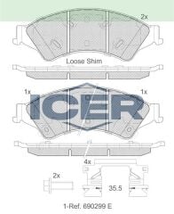 ICER FREN BALATA ON IKAZLI FORD RANGER (TKE) 2.2 TDCI 4X4 2011- / RANGER (TKE) 2.5 TDCI 4X4 2011- / RANGER 3.0 TDCI 4X4 2011- / MAZDA BT-50 2.5 CD 4X4 2006- 1723410