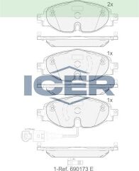 ICER FREN BALATA ON FISLI GOLF VII (5G1) 1.2 TSI 2012-/ 1.4 TSI 2012-/ 1.6 TDI 2012-/ PASSAT 1.6 TDI 2014-/ TIGUAN 1.6 TDI 2016-/ AUDI A3 1.4 TFSI 2012-/ SKODA SUPERB 1.4 TSI 2015-/ SEAT LEON 1.4 TSI 2012-