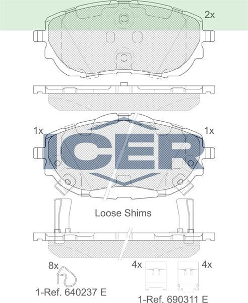 ICER FREN BALATA IKAZLI ON TOYOTA COROLLA 1.6 2012-/ COROLLA 1.33 2012-/ COROLLA 1.4 D-4D 2012-/ AURIS (NZE18,ZRE18) 1.4 D-4D 2012-/ AURIS 1.6 2012-/AURIS 1.33 2012- 446502390