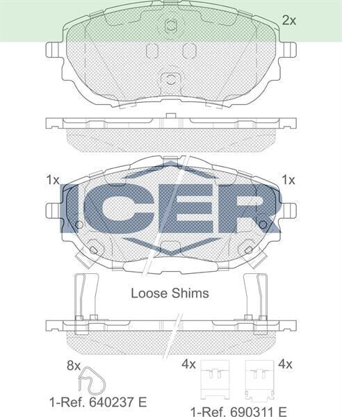 ICER FREN BALATA IKAZLI ON TOYOTA COROLLA 1.6 2012-/ COROLLA 1.33 2012-/ COROLLA 1.4 D-4D 2012-/ AURIS (NZE18,ZRE18) 1.4 D-4D 2012-/ AURIS 1.6 2012-/AURIS 1.33 2012- 446502390