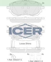 ICER FREN BALATA IKAZLI ON TOYOTA COROLLA 1.6 2012-/ COROLLA 1.33 2012-/ COROLLA 1.4 D-4D 2012-/ AURIS (NZE18,ZRE18) 1.4 D-4D 2012-/ AURIS 1.6 2012-/AURIS 1.33 2012- 446502390