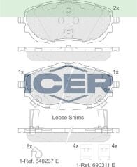 ICER FREN BALATA IKAZLI ON TOYOTA COROLLA 1.6 2012-/ COROLLA 1.33 2012-/ COROLLA 1.4 D-4D 2012-/ AURIS (NZE18,ZRE18) 1.4 D-4D 2012-/ AURIS 1.6 2012-/AURIS 1.33 2012- 446502390