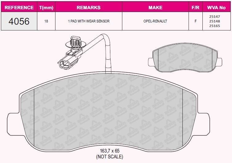 BEŞER FREN BALATA ON FISLI RENAULT MASTER III (FV) 2.3 DCI 2010- / MASTER III (FV) 2.5 DCI 2010- / OPEL MOVANO B 2.3 DCI 2010- 410601061R