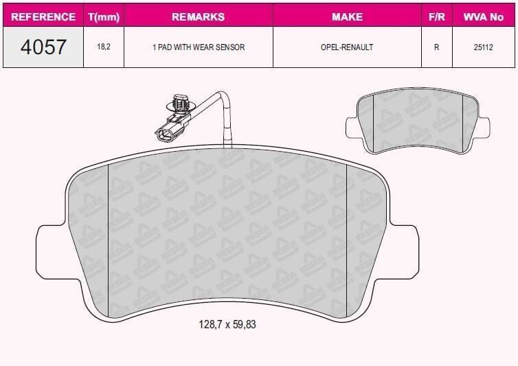 BEŞER FREN BALATA ARKA FISLI RENAULT MASTER III (FV) 2.3 DCI 2010- / MASTER III (FV) 2.5 DCI 2010- / OPEL MOVANO B 2.3 DCI 2010- 95521679