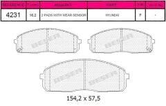 BEŞER FREN BALATA IKAZLI ON HYUNDAI H100 (KAMYONET) 2.5 D 16.5mm 2004- 581014FA00