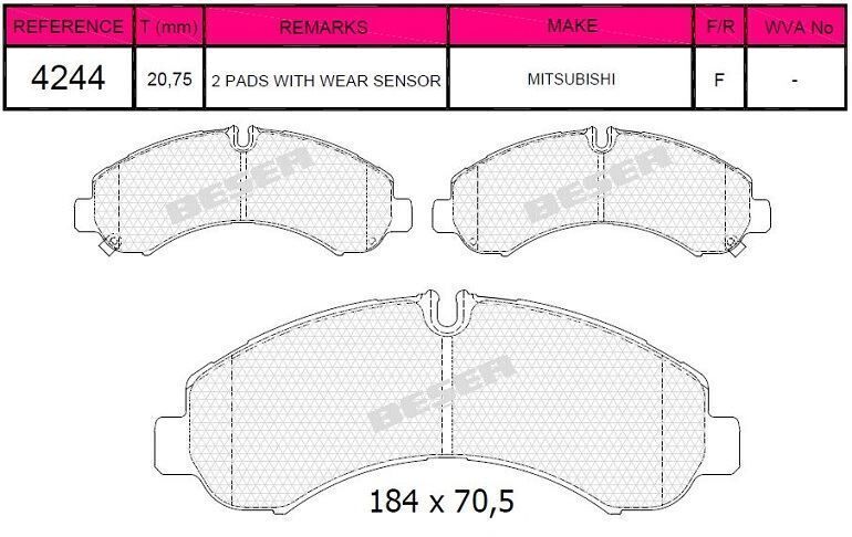 BEŞER FREN BALATA IKAZLI ON MITSUBISHI CANTER 711 3.0 20