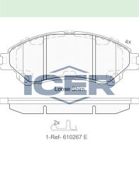 ICER FREN BALATA ON IKAZLI SUZUKI VITARA (LY) 1.6i 2015- / VITARA (LY) 1.4i 2015- / SX4 S-Cross 1.6 2013- / SX4 S-Cross 1.6 DDIS 2013- 55200D66Y0