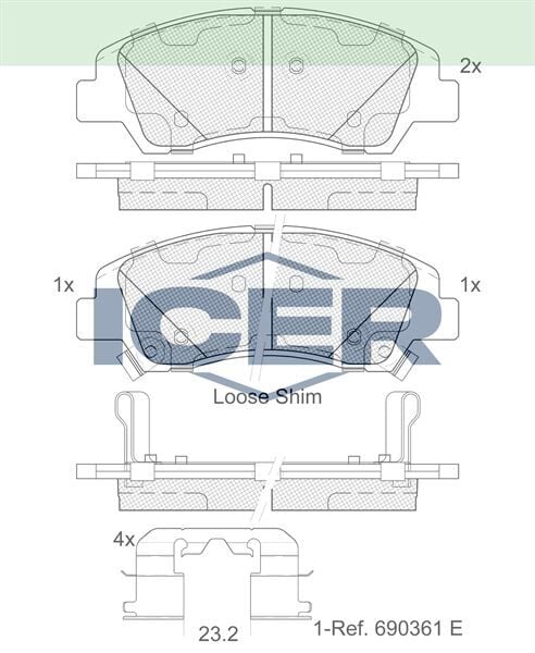 ICER FREN BALATA ON IKAZLI HYUNDAI I10 (IA) 1.2 2013- / HYUNDAI I10 (IA) 1.0 2013- 58101B4A00