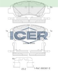 ICER FREN BALATA ON IKAZLI HYUNDAI I10 (IA) 1.2 2013- / HYUNDAI I10 (IA) 1.0 2013- 58101B4A00