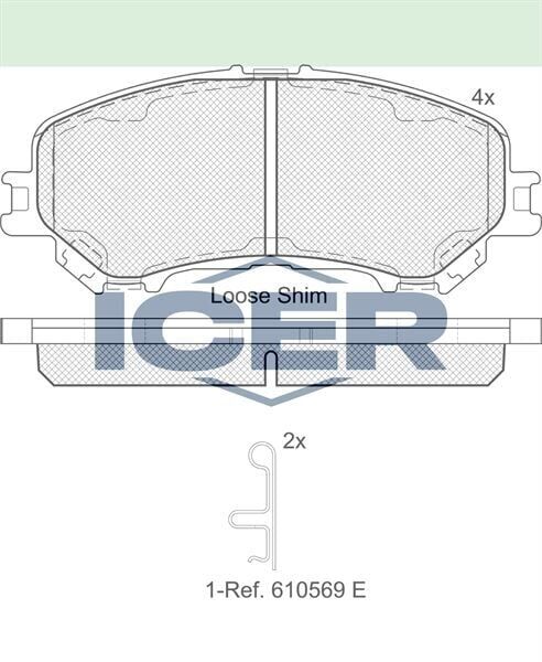 ICER FREN BALATA ON NISSAN QASHQAI 2014- / X-TRAIL 2013-/ RENAULT KADJAR 2015- / MEGANE IV 2016- / TALISMAN 2015- 410601596R