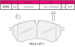 BEŞER FREN BALATA ON TEK TEKER VW CRAFTER 2.0 TDI 2018- / MAN TGE 2.0 TDI 2018 / CIFT TEKER ARKA VW CRAFTER 2.0 TDI 2018- / MAN TGE 2.0 TDI 2018 2N0698151