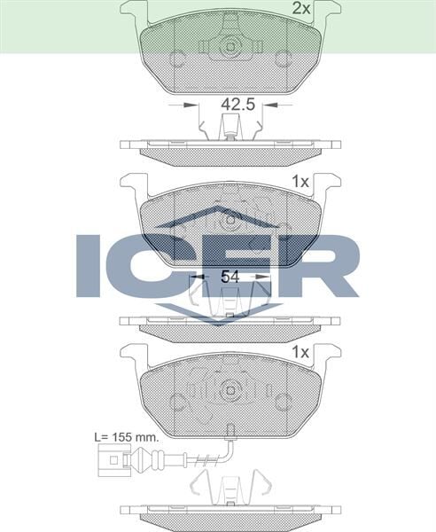 ICER FREN BALATA ON FISLI VW GOLF VII 2012-/ POLO 2017-/ T-CROSS 2017-/ SKODA OCTAVIA 2012-/ KAMIQ 2017-/ SCALA 2019-/ SEAT LEON 2012-/ ARONA 2017-/AUDI A3 SPORTBACK 2012-2020/ A1 2019- 5Q0698151C