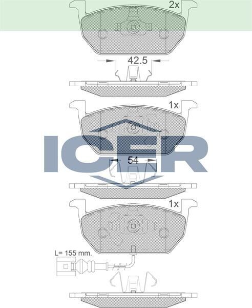 ICER FREN BALATA ON FISLI VW GOLF VII 2012-/ POLO 2017-/ T-CROSS 2017-/ SKODA OCTAVIA 2012-/ KAMIQ 2017-/ SCALA 2019-/ SEAT LEON 2012-/ ARONA 2017-/AUDI A3 SPORTBACK 2012-2020/ A1 2019- 5Q0698151C