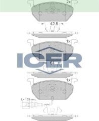 ICER FREN BALATA ON FISLI VW GOLF VII 2012-/ POLO 2017-/ T-CROSS 2017-/ SKODA OCTAVIA 2012-/ KAMIQ 2017-/ SCALA 2019-/ SEAT LEON 2012-/ ARONA 2017-/AUDI A3 SPORTBACK 2012-2020/ A1 2019- 5Q0698151C