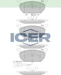 ICER FREN BALATA ON FISLI VW GOLF VII 2012-/ POLO 2017-/ T-CROSS 2017-/ SKODA OCTAVIA 2012-/ KAMIQ 2017-/ SCALA 2019-/ SEAT LEON 2012-/ ARONA 2017-/AUDI A3 SPORTBACK 2012-2020/ A1 2019- 5Q0698151C