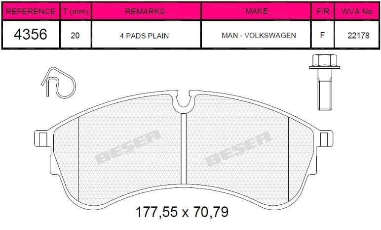 BEŞER FREN BALATA ON VOLKSWAGEN CRAFTER (SY_SZ) 2.0 TDI 2018- UZUN SASE / CIFT TEKER 2N0698151A