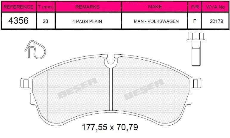 BEŞER FREN BALATA ON VOLKSWAGEN CRAFTER (SY_SZ) 2.0 TDI 2018- UZUN SASE / CIFT TEKER 2N0698151A