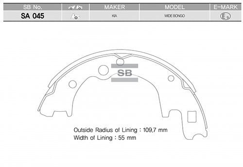 HI-Q FREN PABUC BALATA ARKA 220,6X56,3 mm HYUNDAI H100 2.5 D KAMYONET 2004- / KIA K2500 2.5 2003- / K2500 2.7 CIFT TEKER 1993-/ MAZDA E 2200 (SR2) 2.2 D 1984-2004