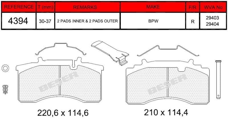 BEŞER BPW TEK PİSTON DİSK BALATASI