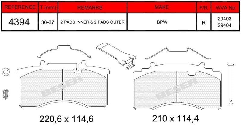 BEŞER BPW TEK PİSTON DİSK BALATASI