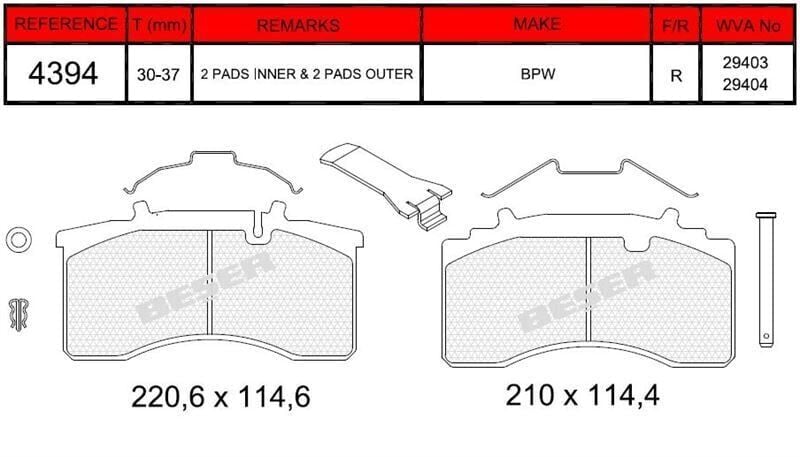 BEŞER BPW TEK PİSTON DİSK BALATASI