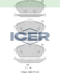ICER FREN BALATA ON MERCEDES C SERISI (W205) C 180 2014- / C SERISI (W205) C 180 BlueTEC 2014- 0004208700