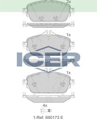 ICER FREN BALATA ON MERCEDES C SERISI (W205) C 180 2014- / C SERISI (W205) C 180 BlueTEC 2014- 0004208700