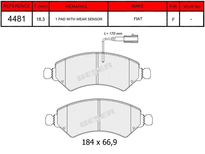 BEŞER FREN BALATASI ÖN JUMPER IV DUCATO IV BOXER IV 77361194