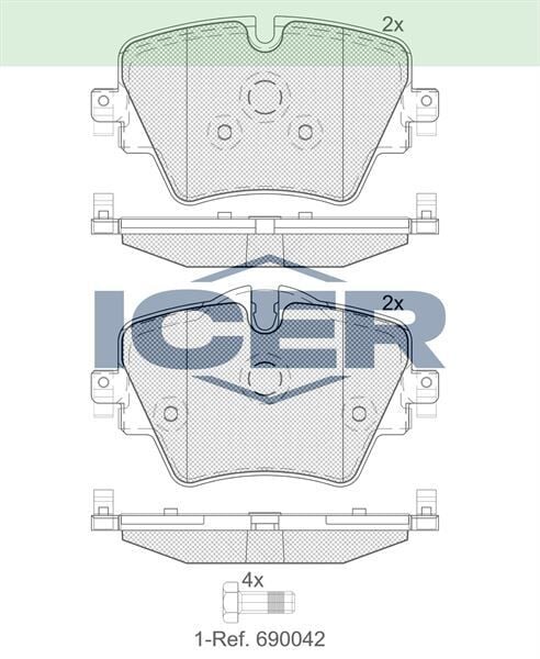 ICER .BALATA ON BMW 2 (F45) 218 i - 220 D 2014-/ 3 (G20) 320i- 320D 2018-/ 5 (G30, F90) 520 D 2016-/ X1 (F48) 2.0 D 2014-/ MINI COOPER CLUBMAN (F54) 1.5i 2014-/ COUNTRYMAN (F60) 1.5 D-1.6 2016- 34106882418