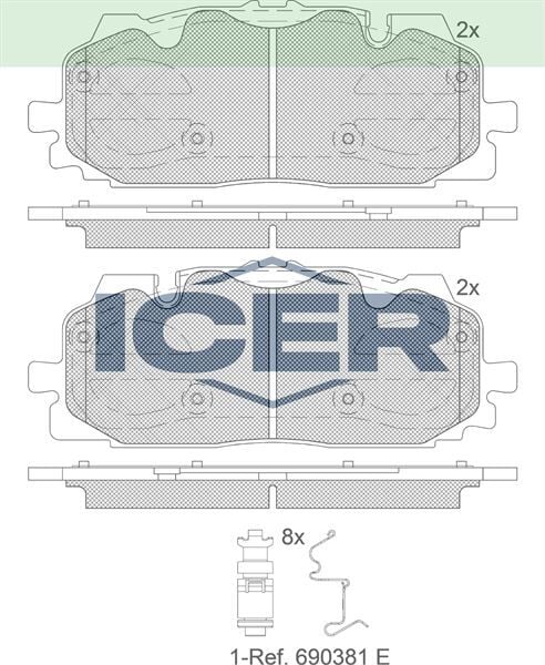 ICER FREN BALATA ON AUDI Q7 (4M) 3.0 TDI 2015- / Q7 (4M) 3.0 TFSI 2015- / A4 (8W2,B9) 2.0 TDI 2015- 4K0698151