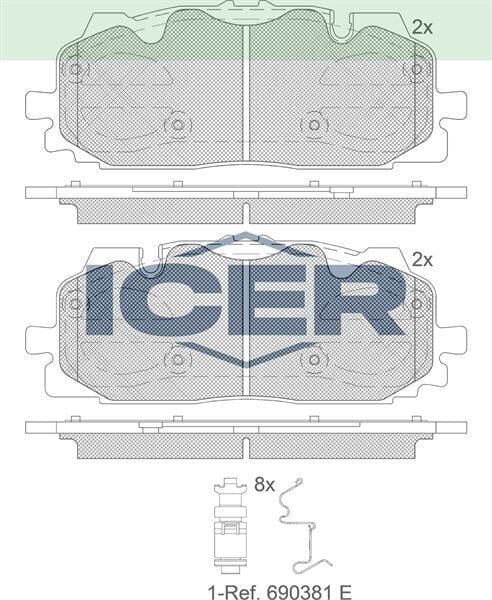 ICER FREN BALATA ON AUDI Q7 (4M) 3.0 TDI 2015- / Q7 (4M) 3.0 TFSI 2015- / A4 (8W2,B9) 2.0 TDI 2015- 4K0698151
