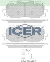 ICER FREN BALATA ON AUDI Q7 (4M) 3.0 TDI 2015- / Q7 (4M) 3.0 TFSI 2015- / A4 (8W2,B9) 2.0 TDI 2015- 4K0698151