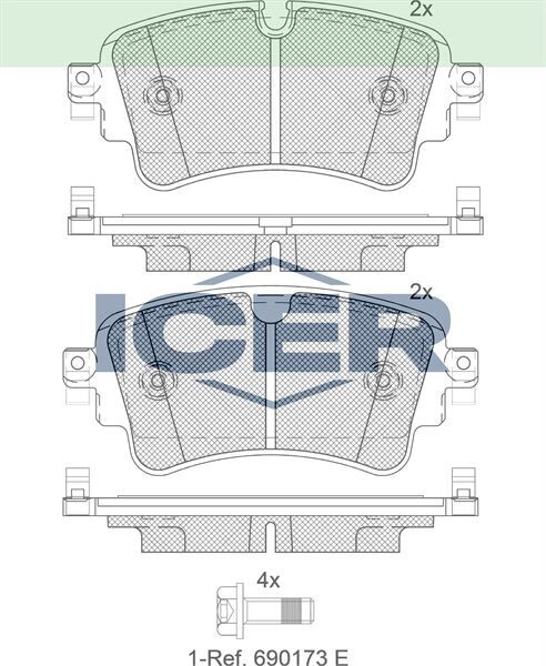 ICER FREN BALATA ARKA AUDI A4 (8W2,B9) 2.0 TDI 2015- / A4 (8W2,B9) 1.8 TFSI 2015-/ Q7(4M) 3.0 TDI 2015- / Q7(4M) 2.0 TFSI 2015- 8W0698451G